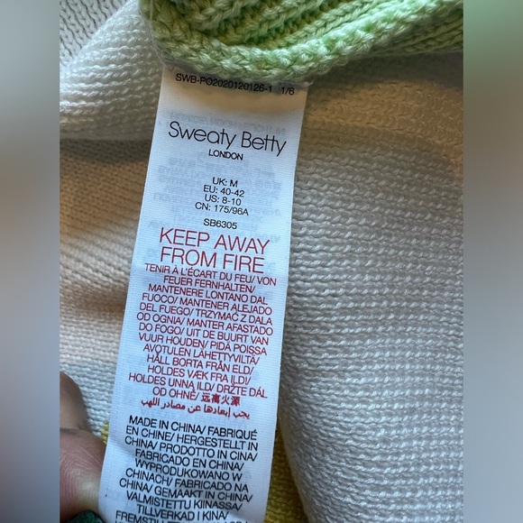 Sweaty Betty Sweater Womens Flash Dance Cotton Knit Pullover Color Block M - Picture 10 of 12